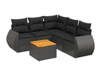 Salon de jardin 6 pièces avec coussins noir résine tressée NKXL03782