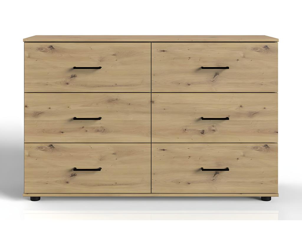 Commode meuble de rangement coloris imitation chêne Laviecasa - L- 130 x H- 83 x P- 41 cm PDRK00793