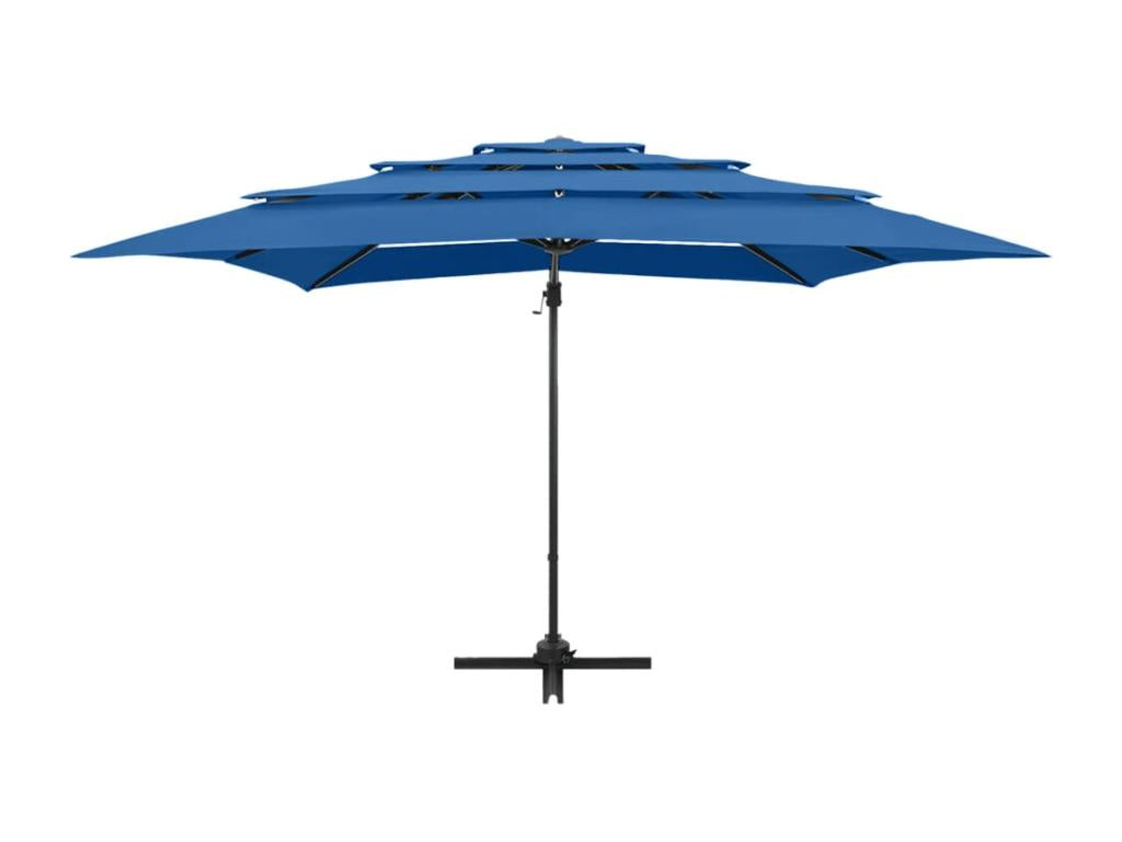 Parasol à 4 niveaux avec mât en aluminium Bleu azuré 250x250 cm