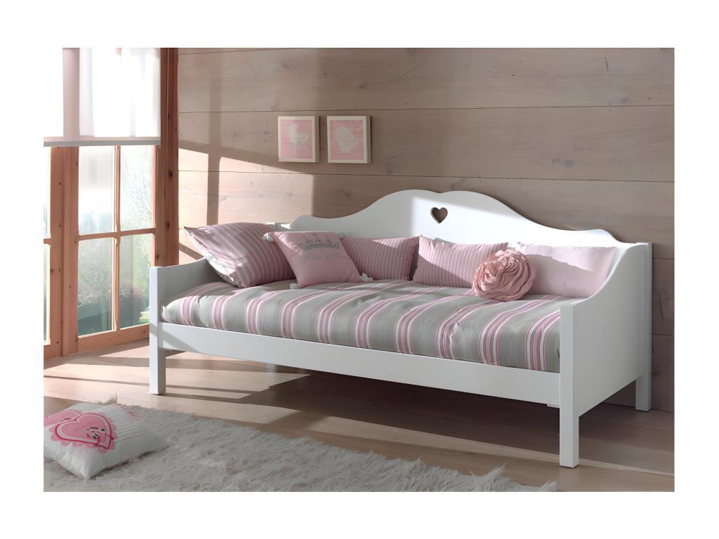 Pack - Lit Banquette Enfant / Sommier Amori 90x200cm Blanc
