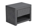 Lot de 2 tables de chevet - 1 tiroir et 1 niche - Tissu velours - Gris - Homzora