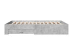 Cadre de lit avec tiroirs sans matelas gris béton 140x200 cm