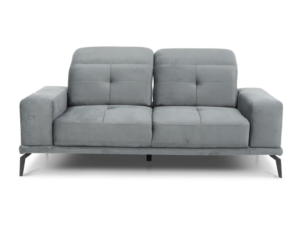 Canapé droit design 2-3 places tissu gris clair Torpille 195cm