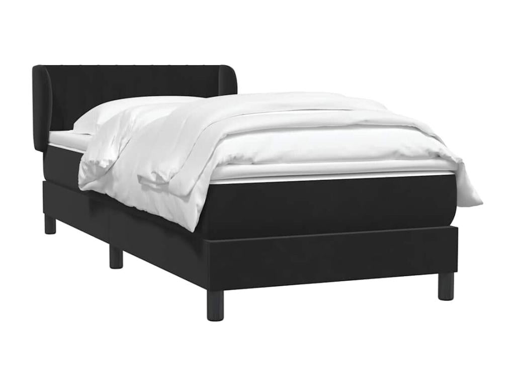 Sommier à Homzora de lit avec matelas noir 80x210 cm velours