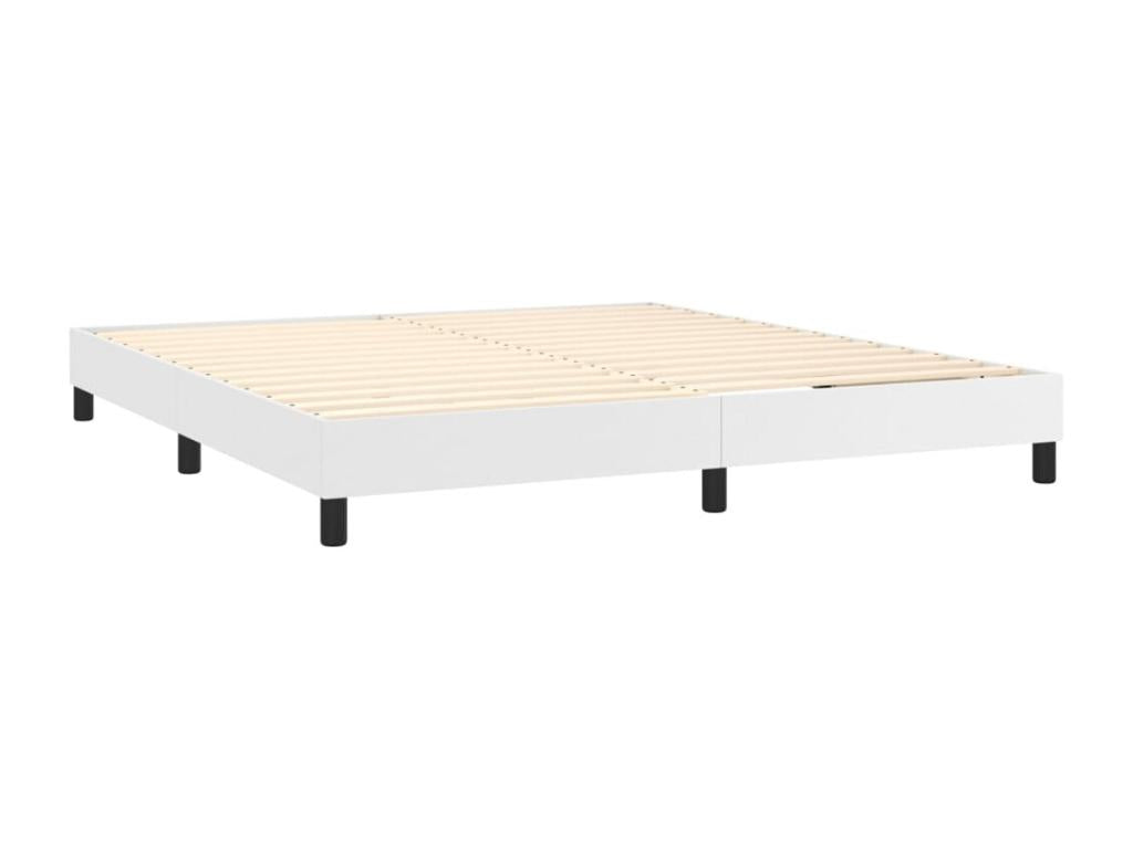 Lit à sommier tapissier avec matelas Blanc 180x200cm Similicuir