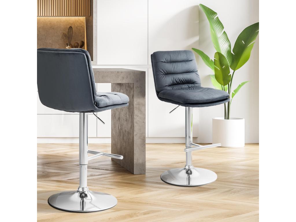 Tabouret de bar - Velours / Métal - Gris foncé - Laviecasa MKMM47682