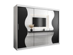 ARMOIRE Meubiana À PORTES COULISSANTES 200/250/62 3 Portes Blanc/Noir