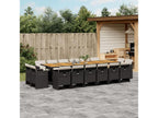 Ensemble à manger de jardin 17 pcs coussins noir résine tressée