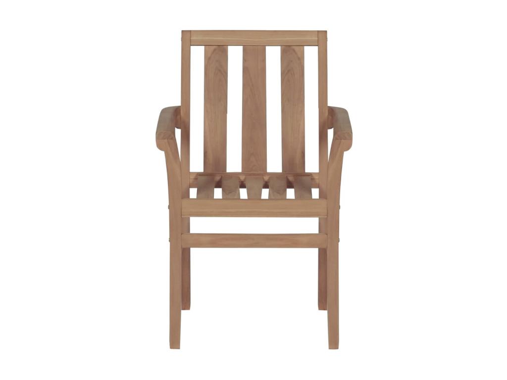 Chaises de jardin empilables avec coussins 4 pcs Teck solide 49
