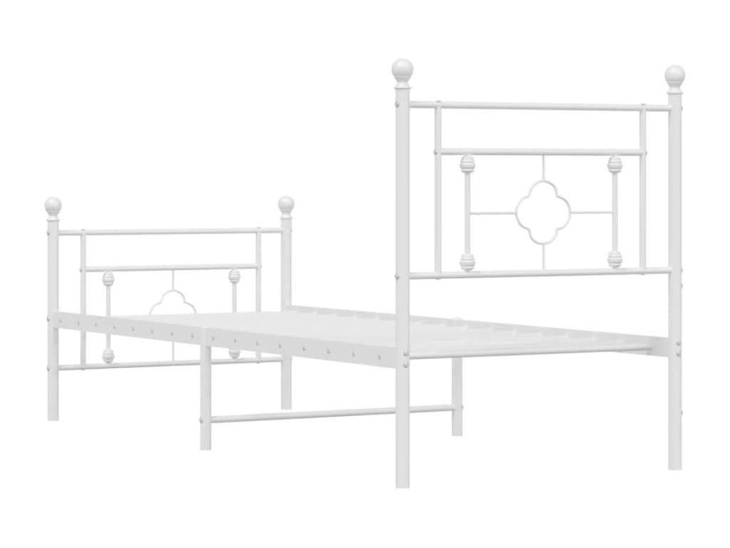 Cadre de lit métal sans matelas avec pied de lit blanc 75x190cm VTNP86913