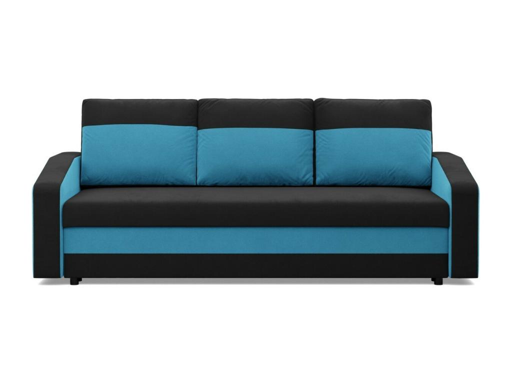 Canapé 3 places avec fonction sommeil Noir Bleu