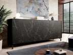 Buffet Meubiana 158 Noir - Marbre noir 81x200cm Le nombre de portes 345cm Stratifié