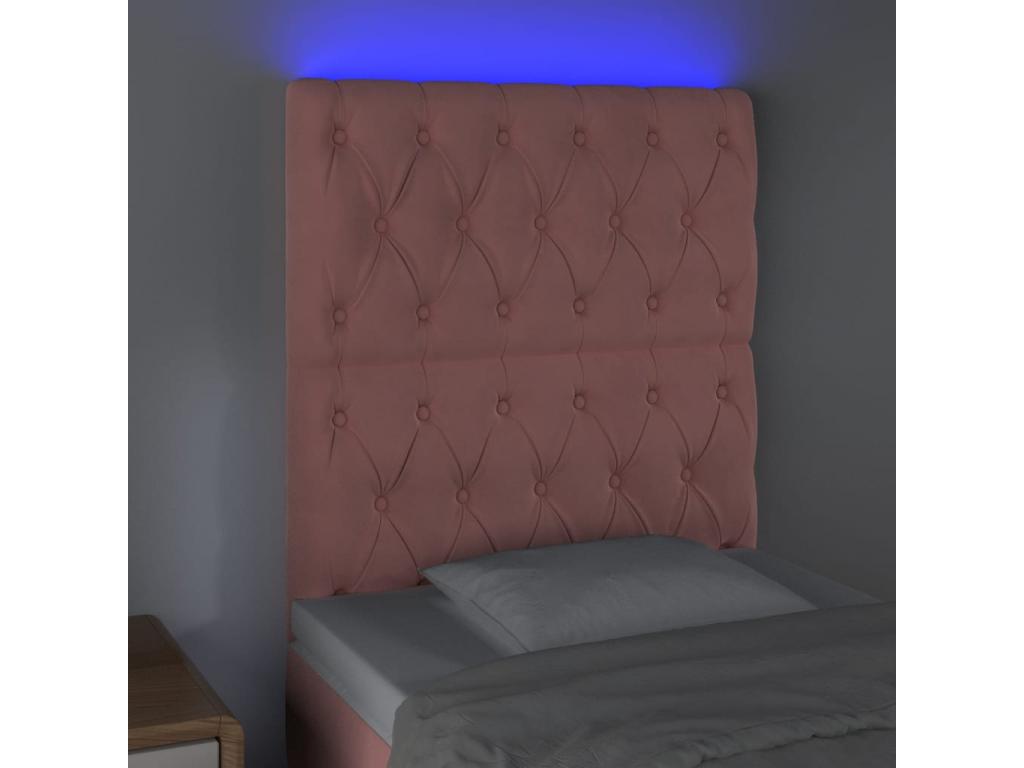 Tête de lit à LED Rose 80x7x118-128 Velours
