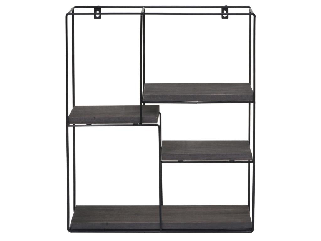 Etagère murale Meubiana-K76 - Étagère suspendue Étagère flottante - 4 étagères Métal massif-bois industriel 51x40x11cm - gris foncé