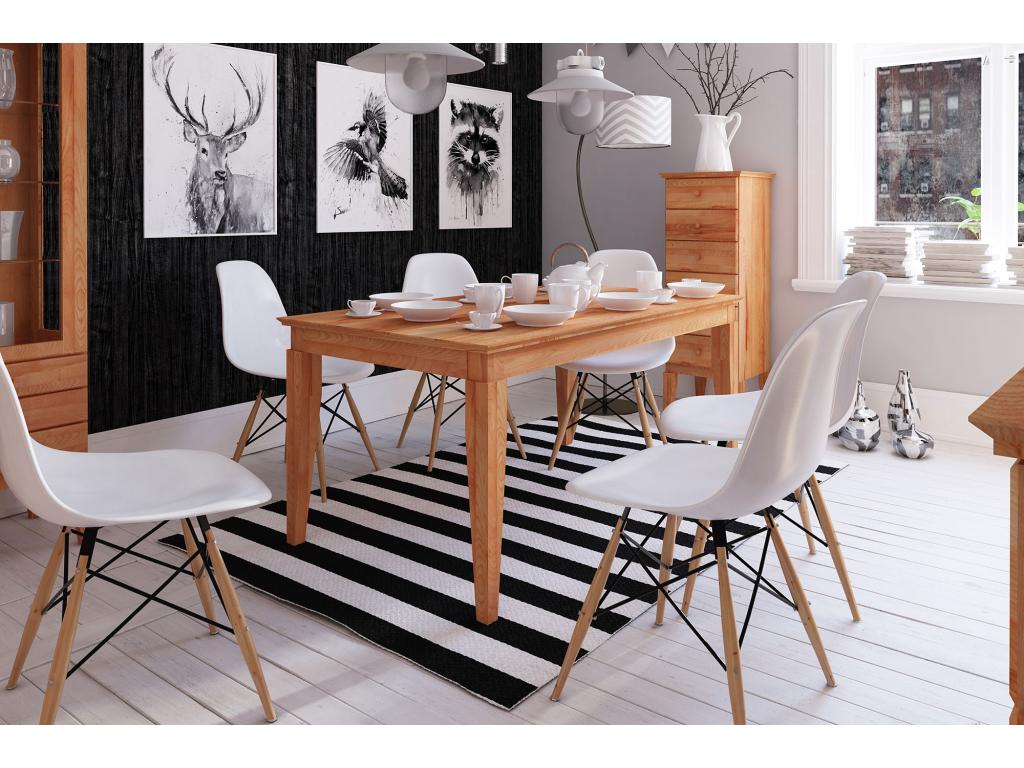 Laviecasa - Table avec plateau à rallonges en cœur de hêtre huilé naturel WAND44252