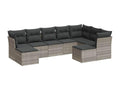 Salon de jardin 9 pièces avec coussins gris clair résine tressée