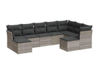 Salon de jardin 9 pièces avec coussins gris clair résine tressée
