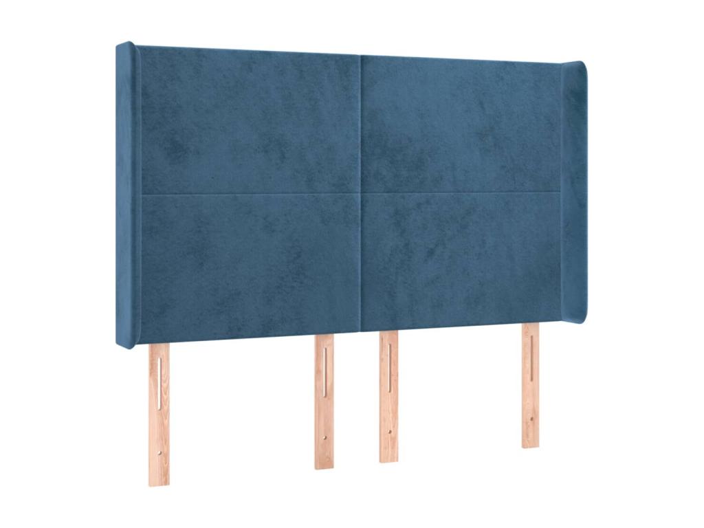 Tête de lit avec oreilles Bleu foncé 147x16x118/128 cm Velours OBTD25249