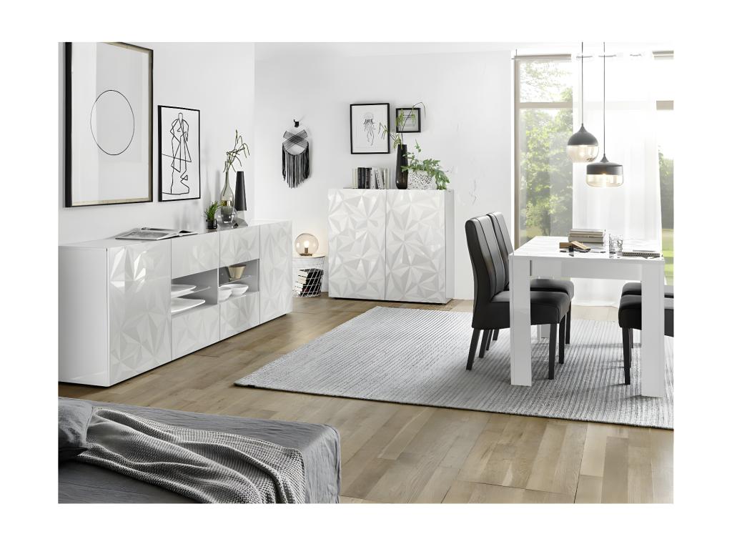 Salle à Manger Complète Laqué Blanc Brillant - Laviecasa n 2 RVRL46381