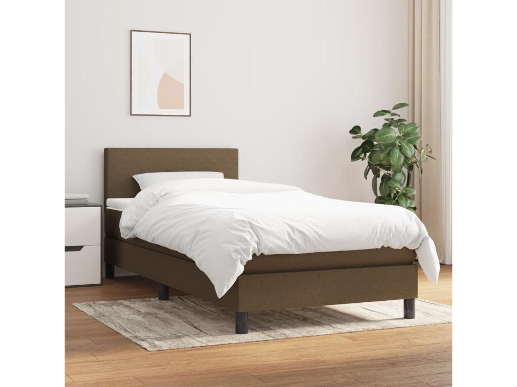 Lit à sommier tapissier avec matelas Marron foncé 90x190 cm