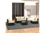 Salon de jardin 5 pcs avec coussins Résine tressée Noir DONF90732