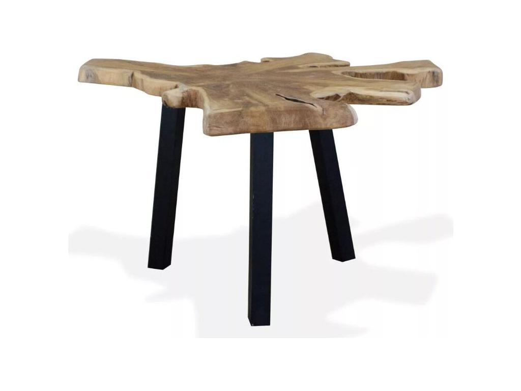 Table basse teck massif clair et pieds métal noir Laviecasa ONDS86609