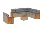 Salon de jardin avec coussins 10 pcs beige résine tressée IDQR88945