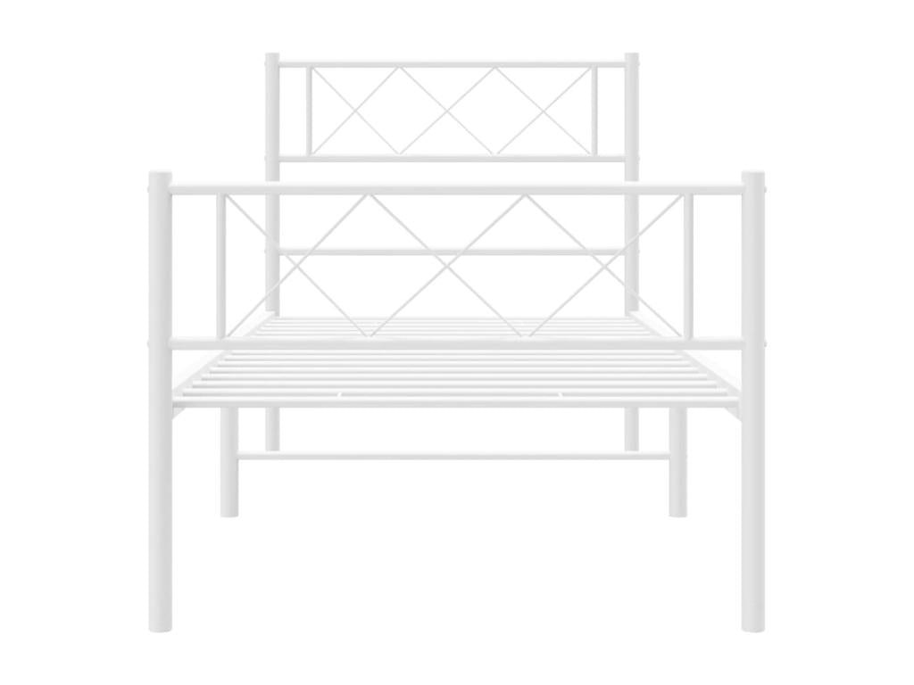 Cadre de lit métal avec tête de lit-pied de lit blanc 90x200