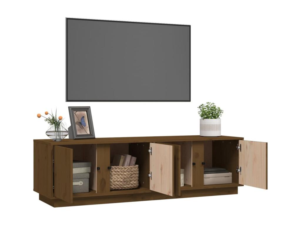 Meuble TV Marron miel 140x40x40 cm Bois de pin massif KUIF17687