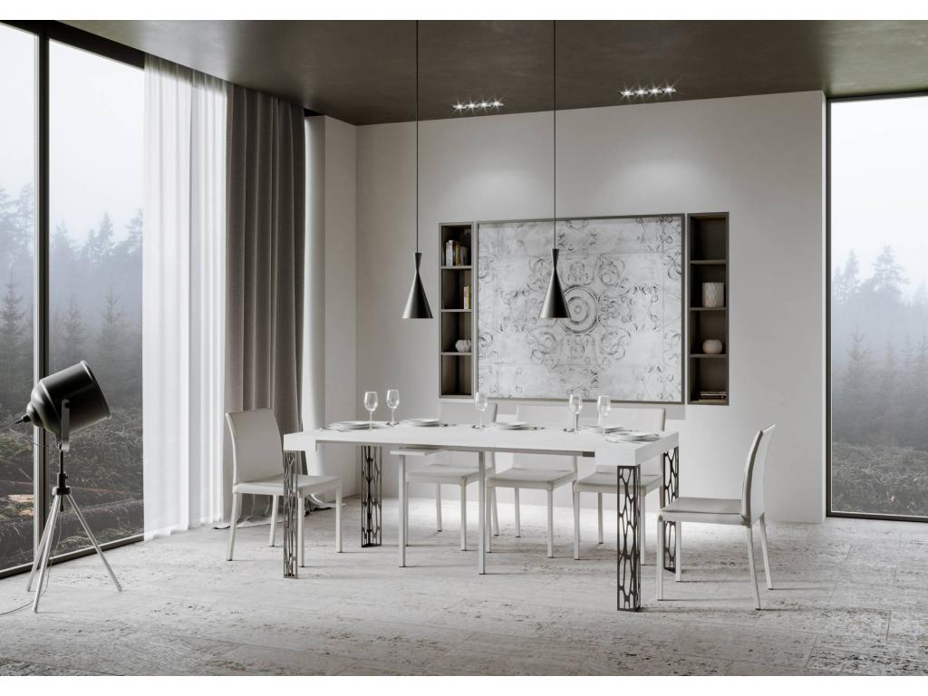 Console extensible 90x40/300 cm Ghibli Frêne Blanc cadre Anthracite LTZL04494