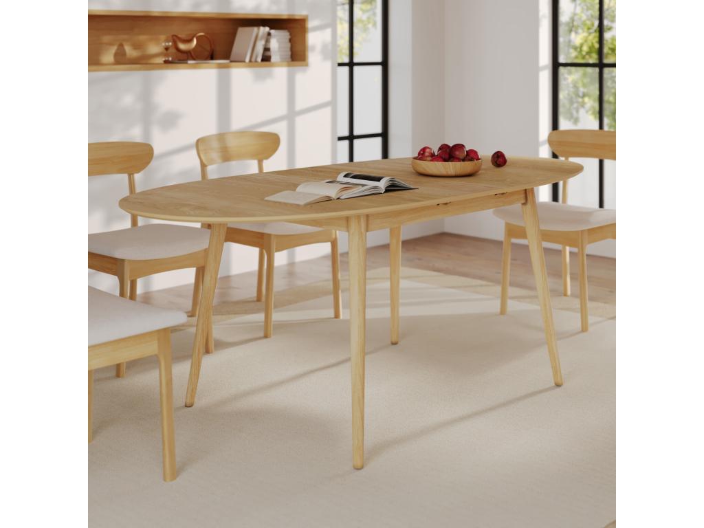 Table ovale 6/8 personnes extensible en bois clair 170/200 cm - Homzora