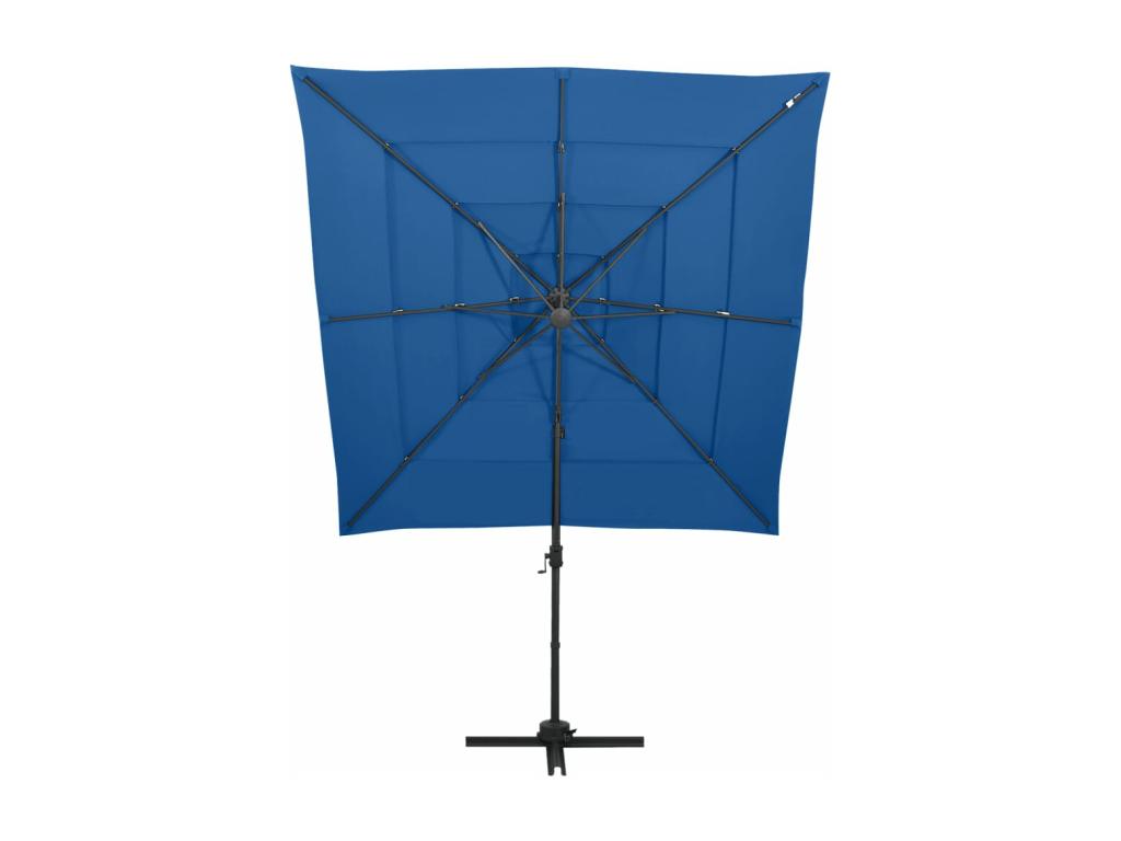 Parasol à 4 niveaux avec mât en aluminium Bleu azuré 250x250 cm