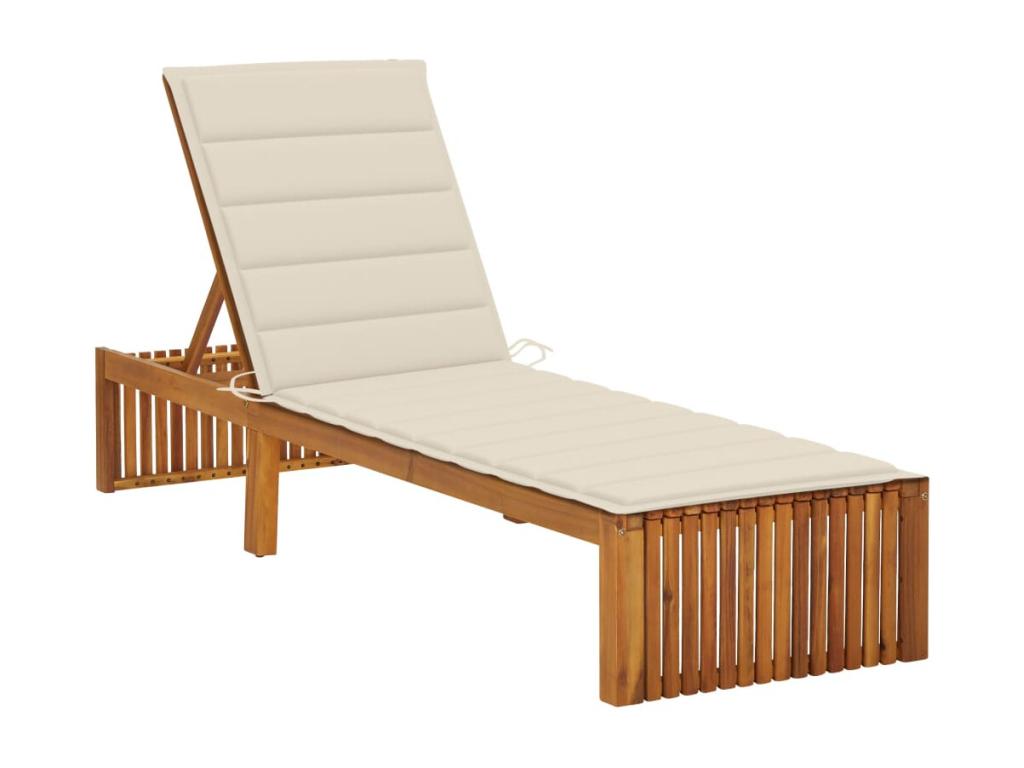Chaise longue avec coussin Bois d'Meubiana solide