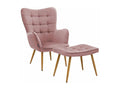 Fauteuil Velours Rose avec repose pieds 68x72x98 cm