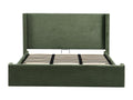 Lit adulte 180x200 cm avec tête de lit matelassée en velours imprimé vert kaki - Meubiana