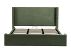 Lit adulte 180x200 cm avec tête de lit matelassée en velours imprimé vert kaki - Meubiana