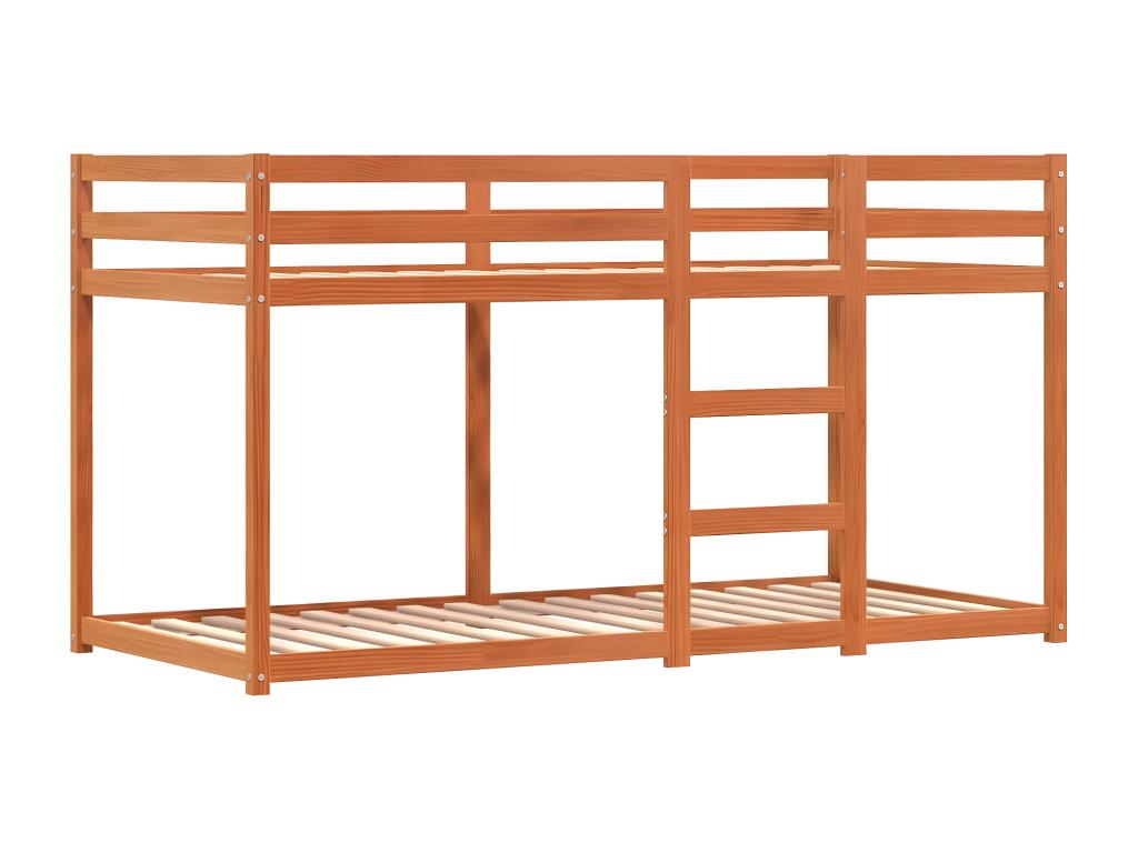 Lit superposé avec rideaux bleu 90x200 cm bois pin massif