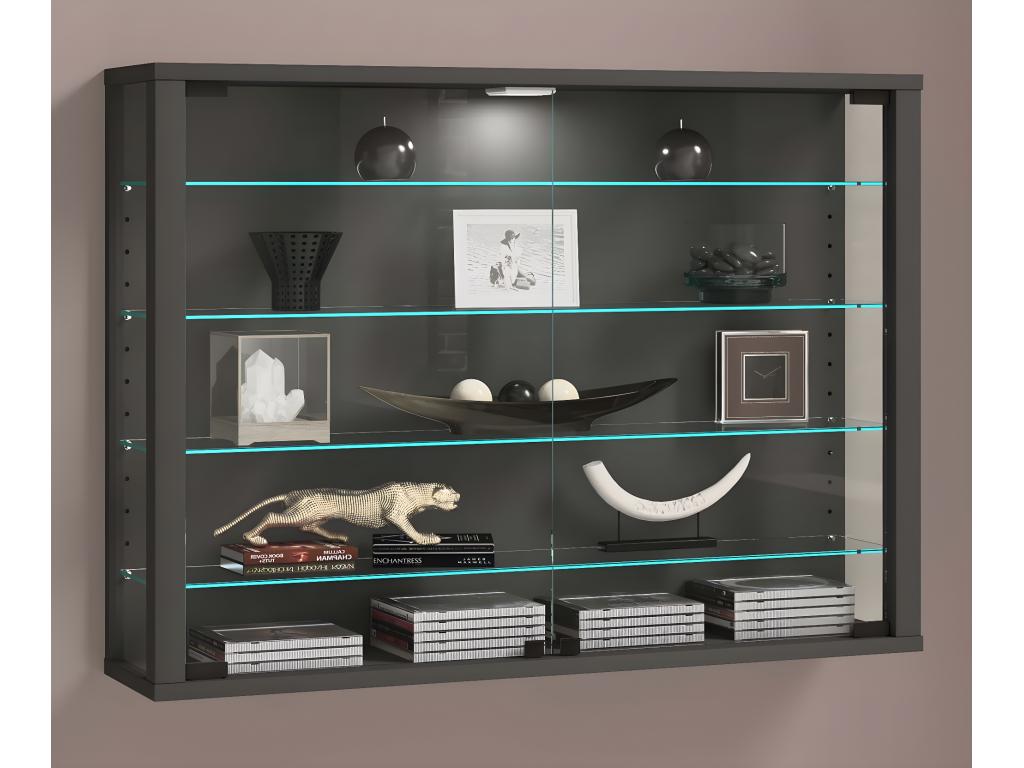 Meubiana vitrine murale vitrine suspendue vitrine vitrine murale en verre Meubiana L Anthracite