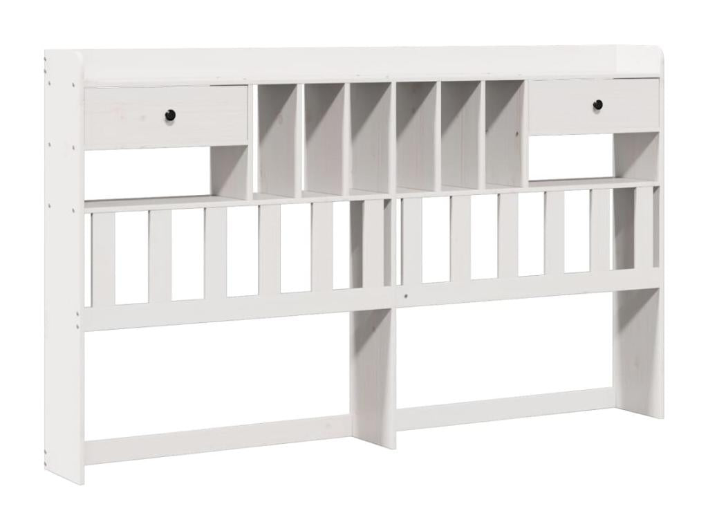 Lit bibliothèque sans matelas blanc 180x200 cm bois pin massif JCOU97094