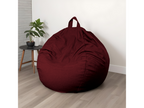 Pouf poire Géant XXL d'intérieur en tissu effet lin - 120x150 cm - Prune