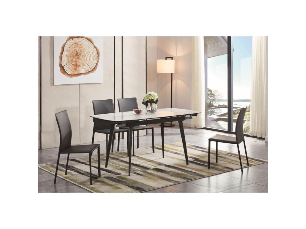 Table extensible 120/179 cm céramique blanc marbré - Meubiana