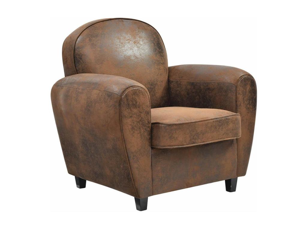 Homzora - Fauteuil Homzora Marron Aspect Cuir Vieilli