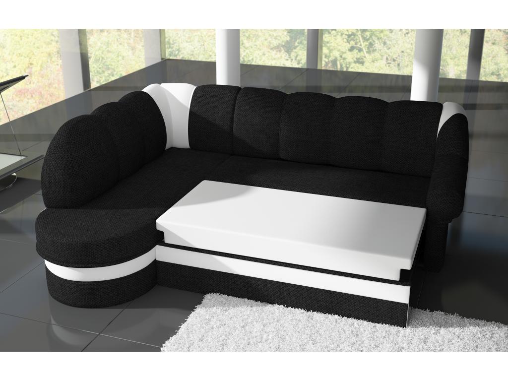 Canapé d'angle gauche convertible velours bleu marine et gris clair Meubiana 250cm