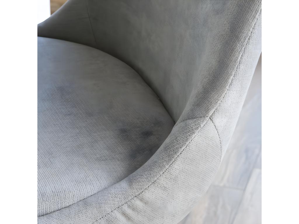 Chaise rembourrée en tissu et bois Gris 47x87