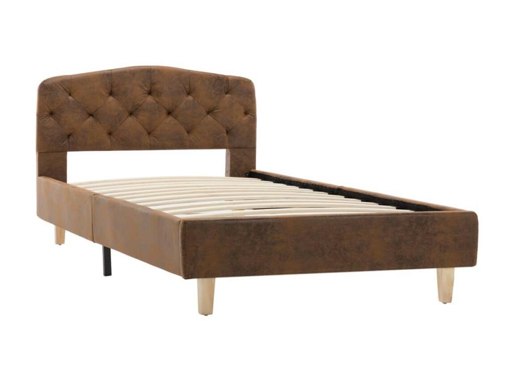 Lit Marron Similicuir daim 90x200 2 JZED06278