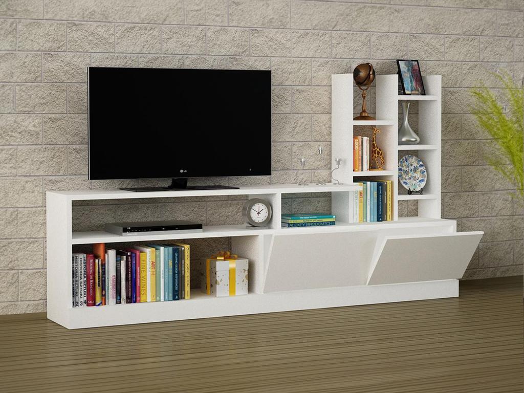 Mur TV avec rangements - Coloris Blanc - Laviecasa GKAQ53281