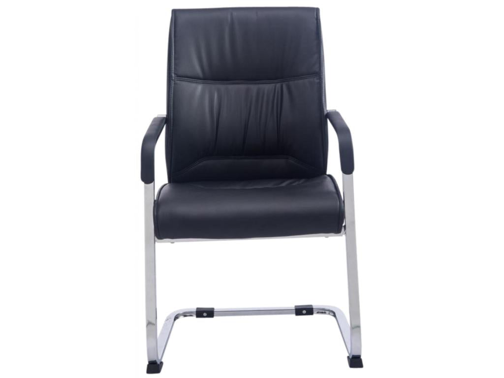 Lot de 2 chaises oscillantes - Similicuir / Métal chromé - Noir - Anubis