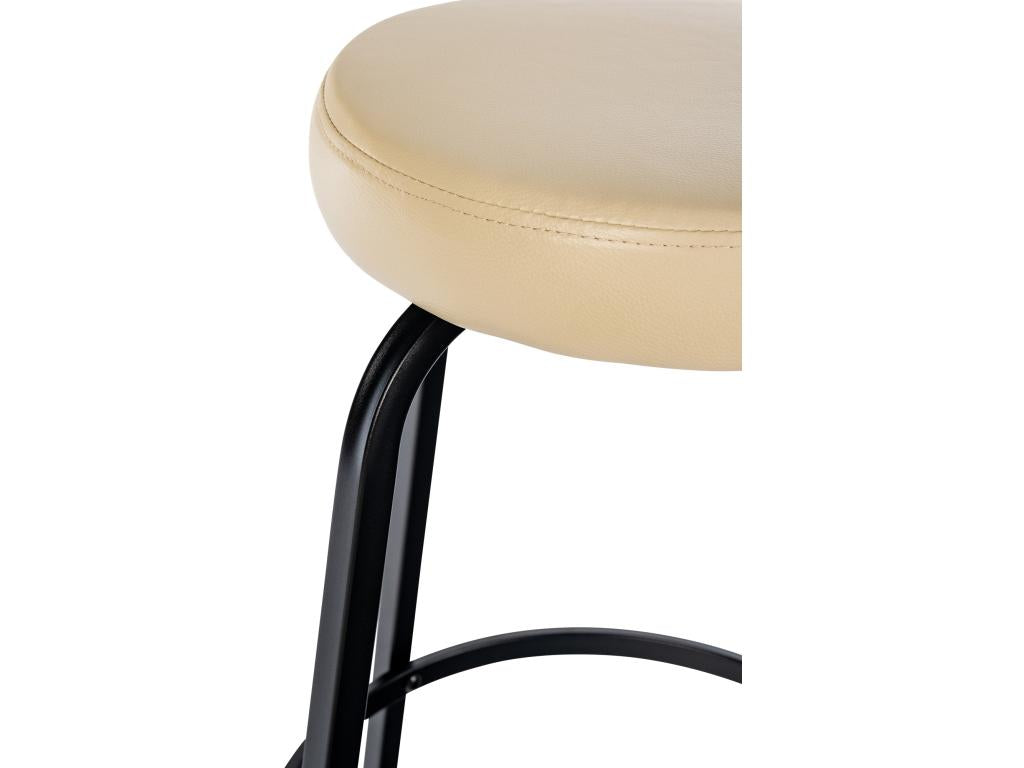 Tabouret de bar - Similicuir / Métal noir mat - Crème - Homzora