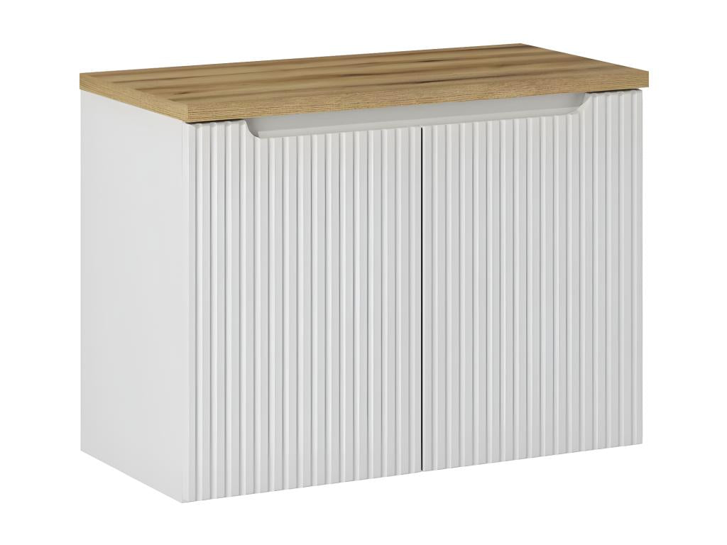 Meuble sous-vasque 80cm 2 portes plan de toilette Meubiana Blanc et Bois