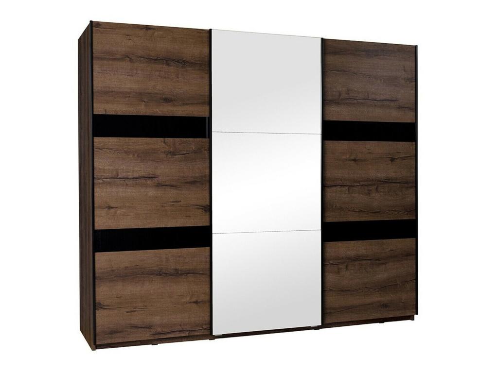Armoire Meubiana 110 Noir Brillant - Chêne du Monastère 215x250x69cm Nombre d'étagères 9